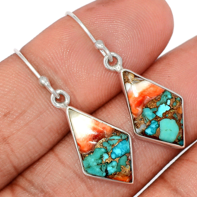 1.3" Spiny Oyster Arizona Turquoise Earrings - SOTE711