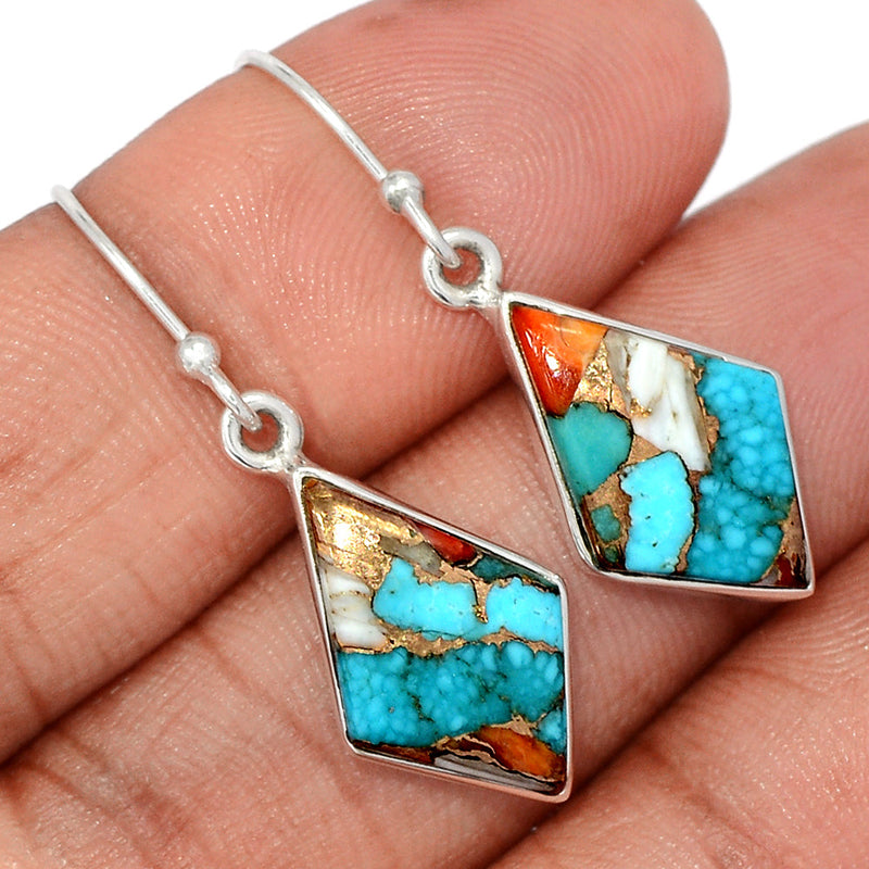 1.3" Spiny Oyster Arizona Turquoise Earrings - SOTE714