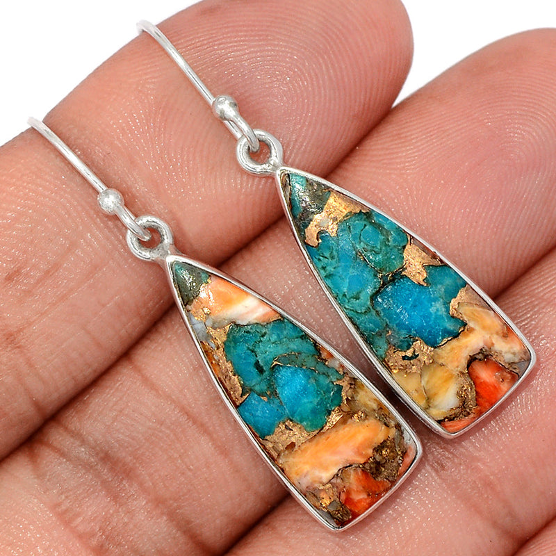 1.6" Spiny Oyster Arizona Turquoise Earrings - SOTE715