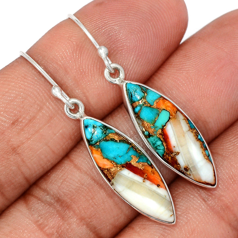 1.6" Spiny Oyster Arizona Turquoise Earrings - SOTE723