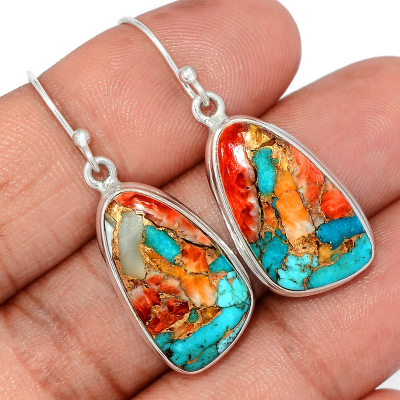 1.6" Spiny Oyster Arizona Turquoise Earrings - SOTE729