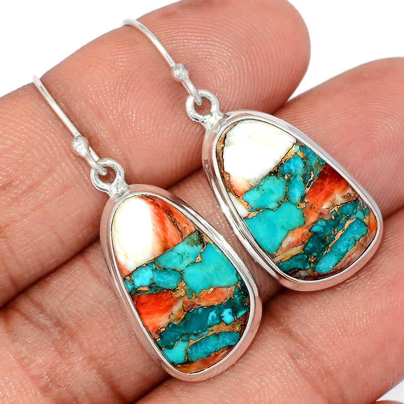 1.5" Spiny Oyster Arizona Turquoise Earrings - SOTE730