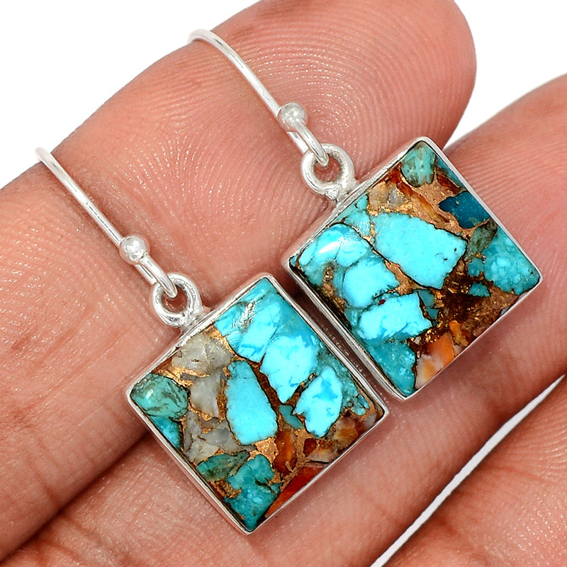 1.2" Spiny Oyster Arizona Turquoise Earrings - SOTE734