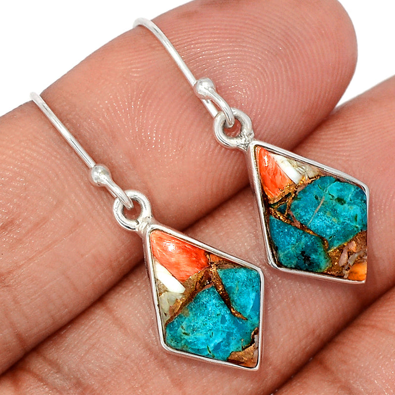 1.3" Spiny Oyster Arizona Turquoise Earrings - SOTE760