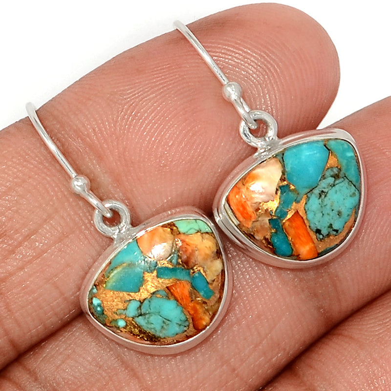 1.1" Spiny Oyster Arizona Turquoise Earrings - SOTE765