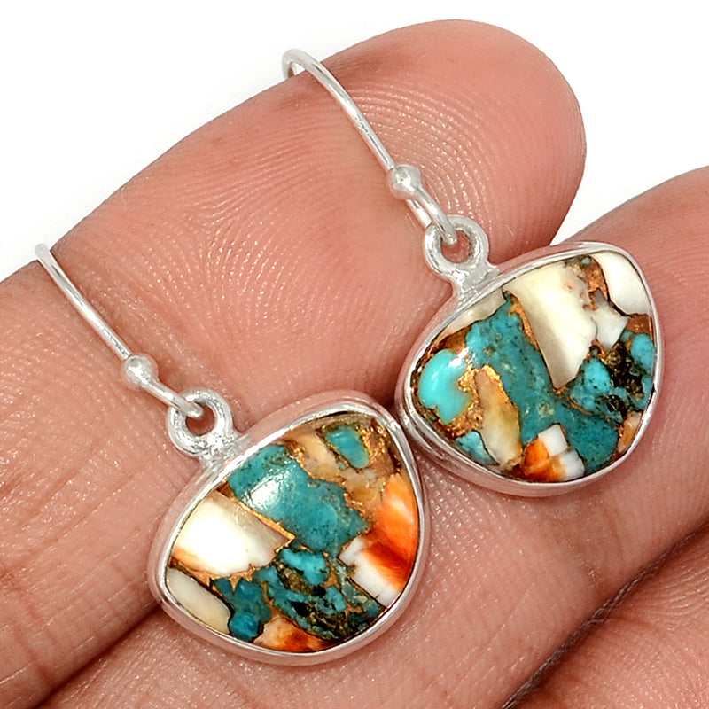 1.1" Spiny Oyster Arizona Turquoise Earrings - SOTE769