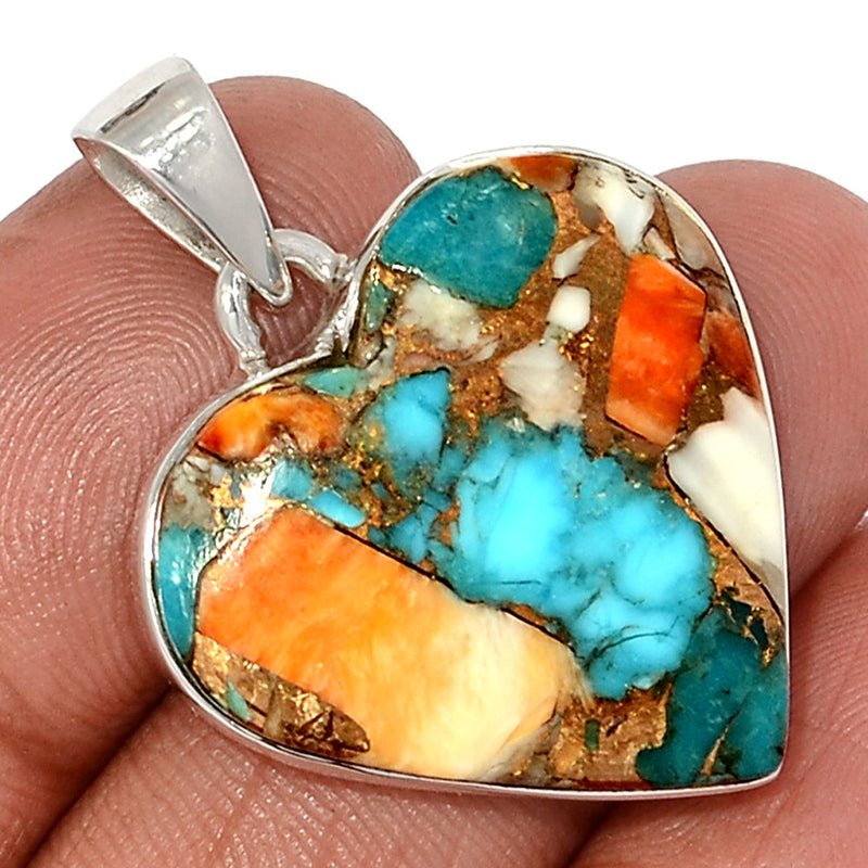 1.3" Heart - Spiny Oyster Arizona Turquoise Pendants - SOTP1280