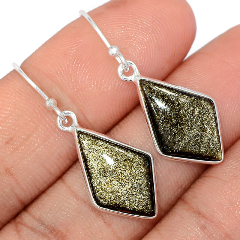 1.5" Silver Sheen Obsidian Earrings - SSOE54