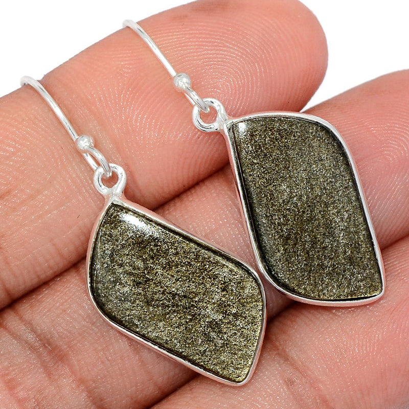 1.6" Silver Sheen Obsidian Earrings - SSOE57