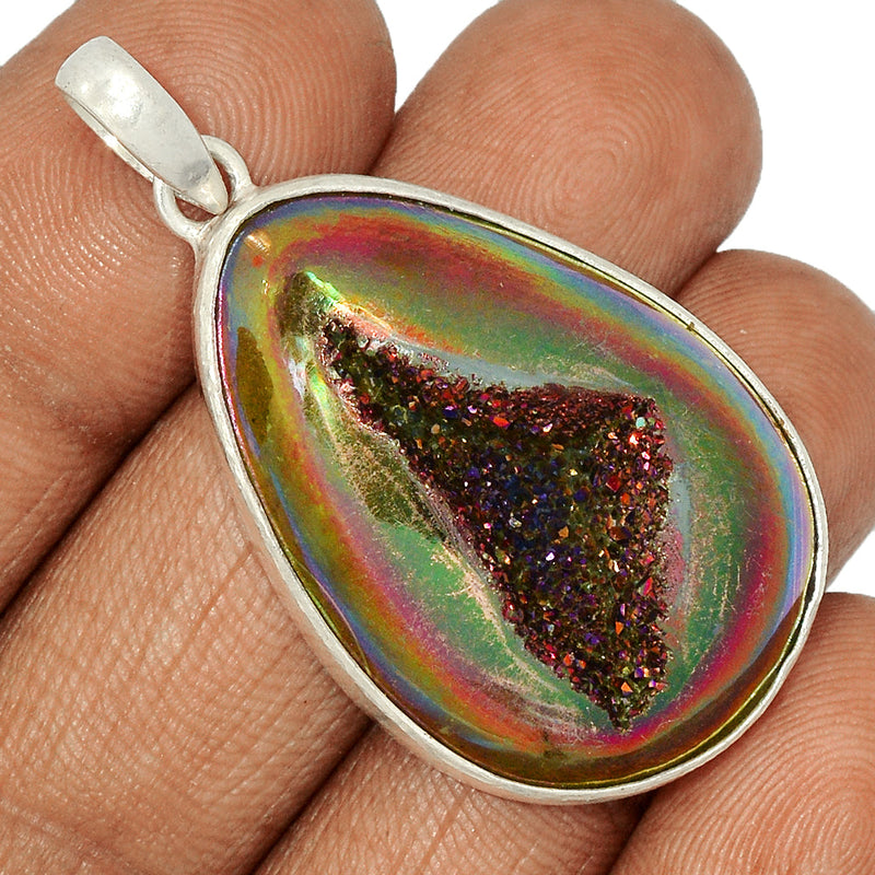 1.8" Titanium Window Druzy Pendants - TWDP911