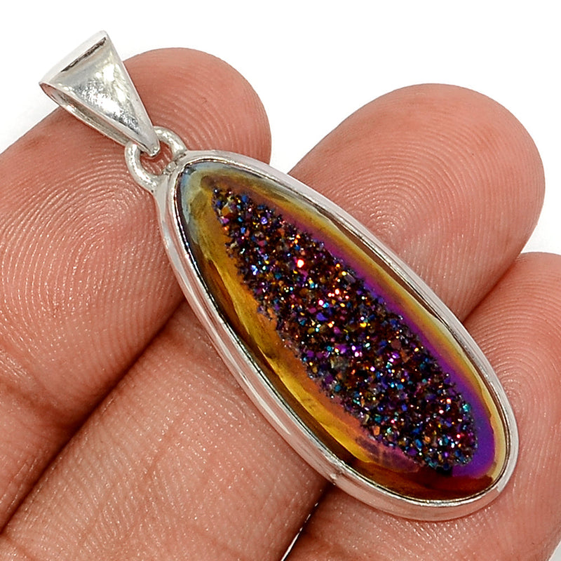 1.6" Titanium Window Druzy Pendants - TWDP917