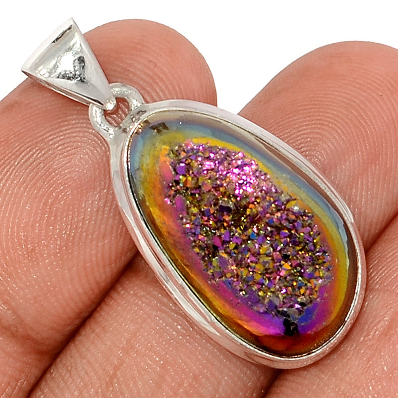 1.3" Titanium Window Druzy Pendants - TWDP918