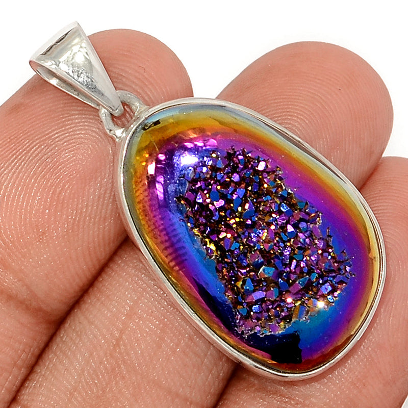 1.5" Titanium Window Druzy Pendants - TWDP919