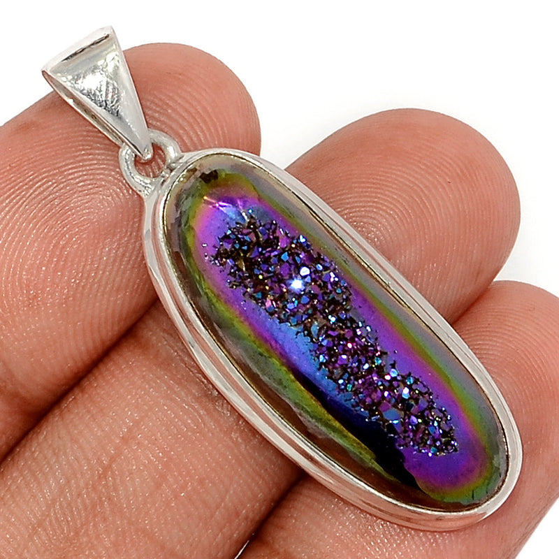 1.7" Titanium Window Druzy Pendants - TWDP920