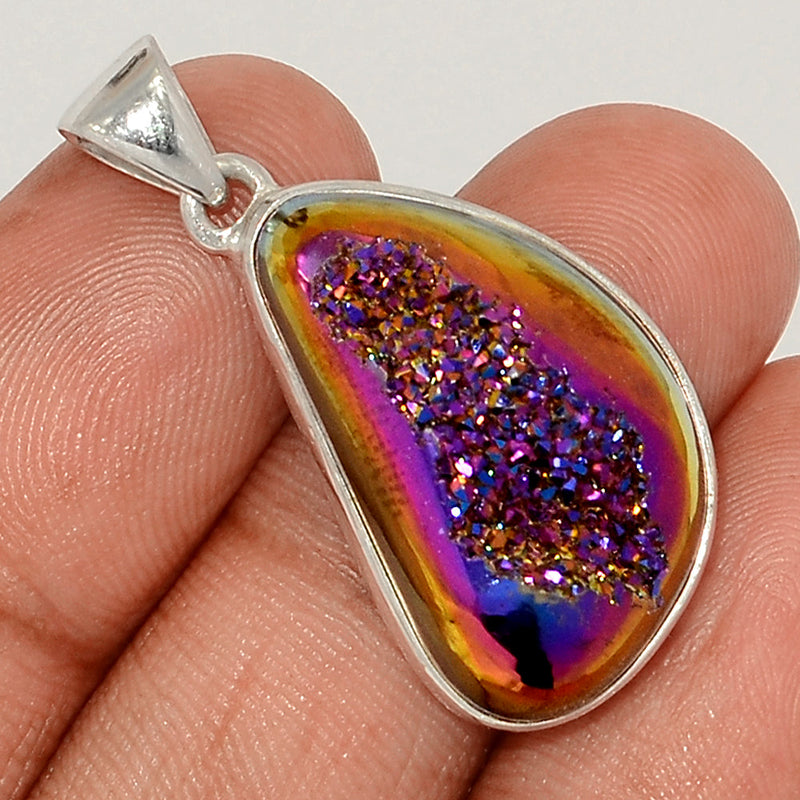 1.3" Titanium Window Druzy Pendants - TWDP924