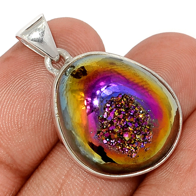 1.2" Titanium Window Druzy Pendants - TWDP928