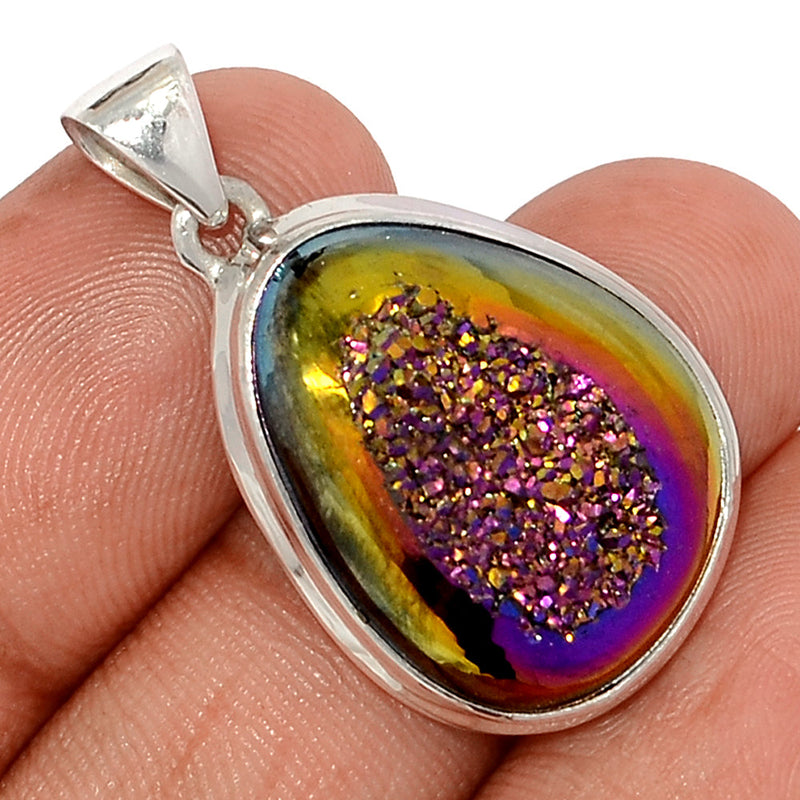 1.3" Titanium Window Druzy Pendants - TWDP929