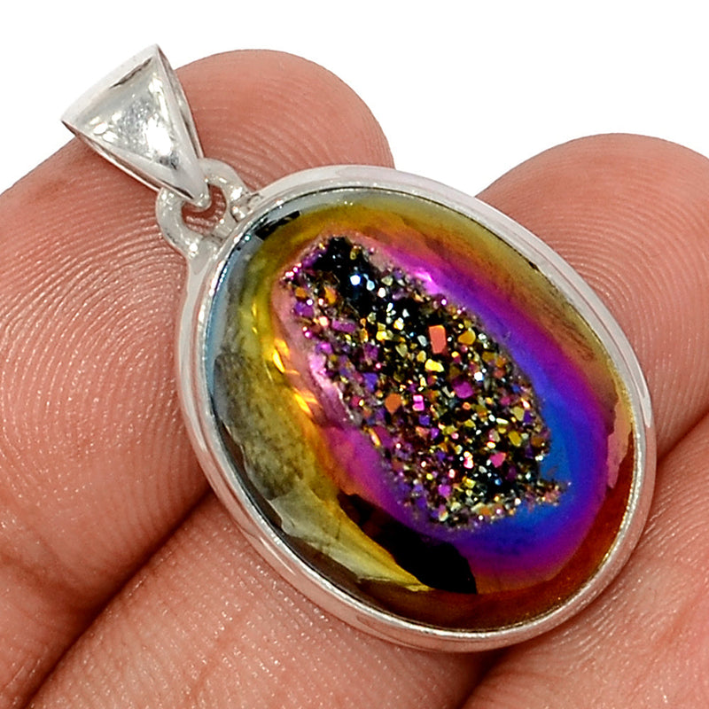 1.3" Titanium Window Druzy Pendants - TWDP932