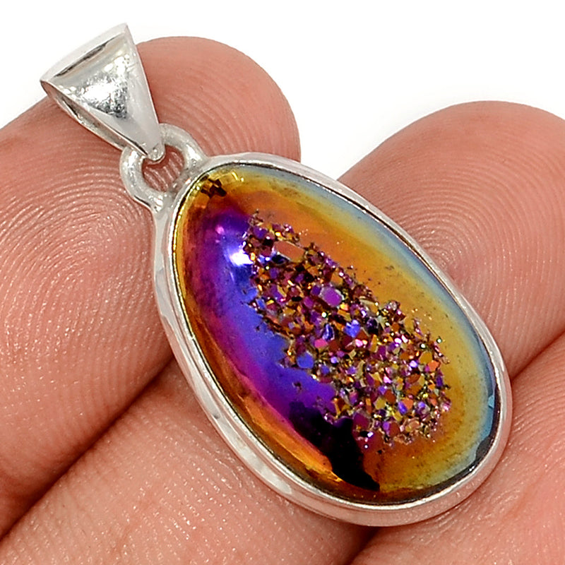 1.2" Titanium Window Druzy Pendants - TWDP939