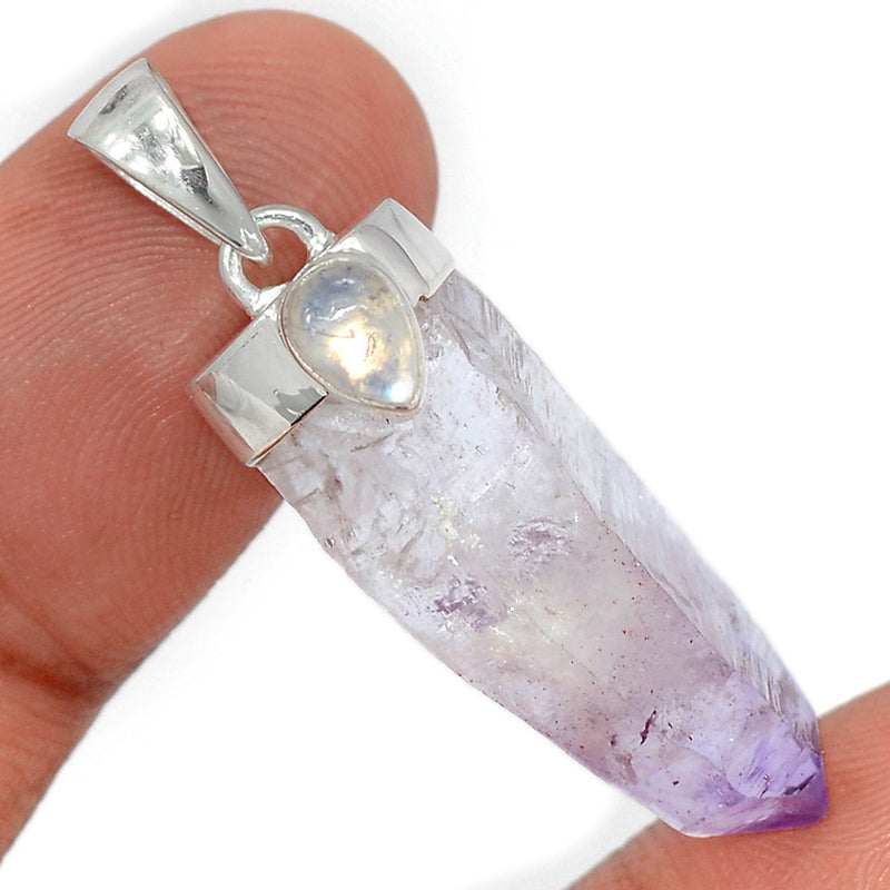 1.6" Vera Cruz Amethyst Crystal & Rainbow Moonstone Pendants - VCAP188