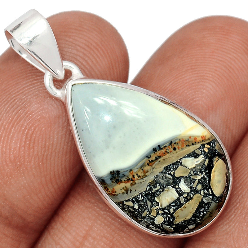 1.2" White Malingano Jasper Pendants - WMJP375