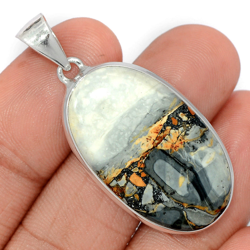 1.7" White Malingano Jasper Pendants - WMJP376