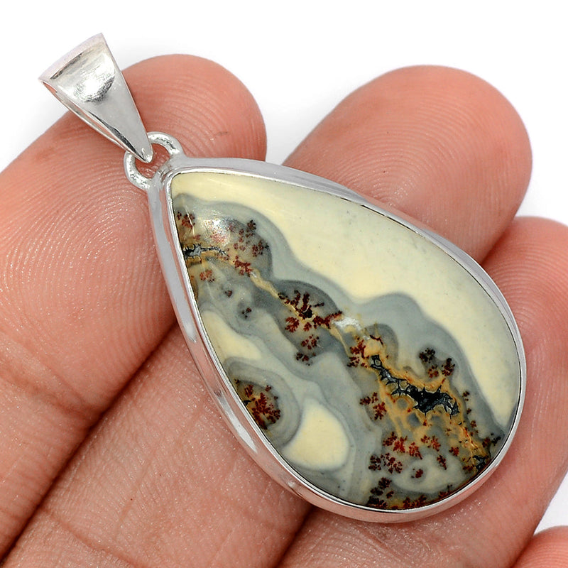 1.7" White Malingano Jasper Pendants - WMJP386