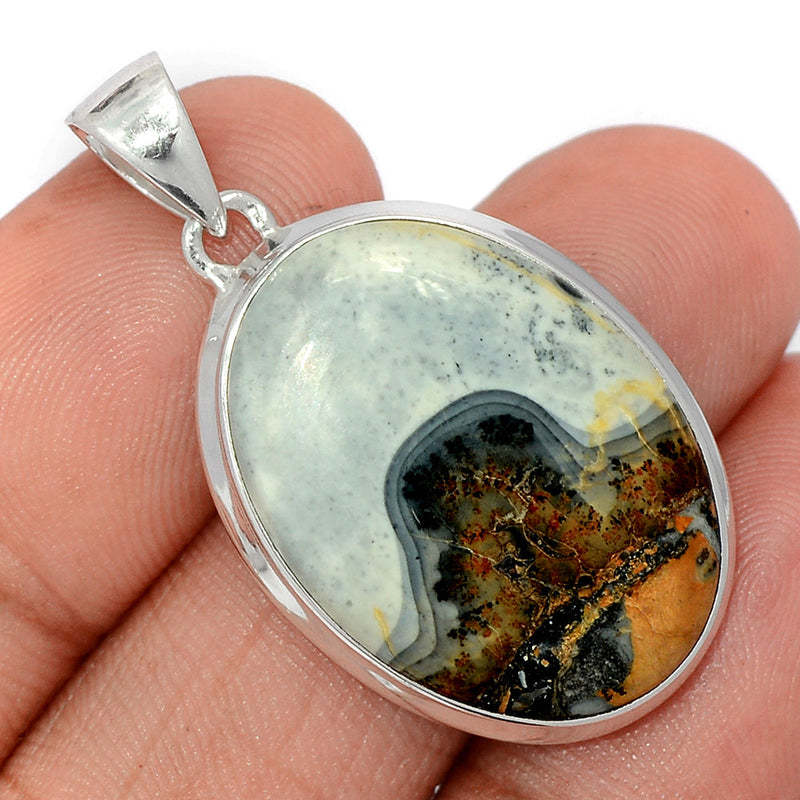 1.5" White Malingano Jasper Pendants - WMJP394