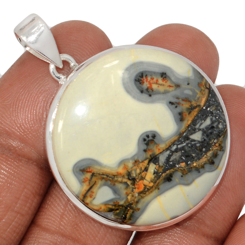 1.7" White Maligano Jasper Pendants - WMJP406