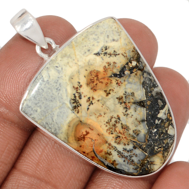 1.8" Extra Large - White Maligano Jasper Pendants - WMJP408