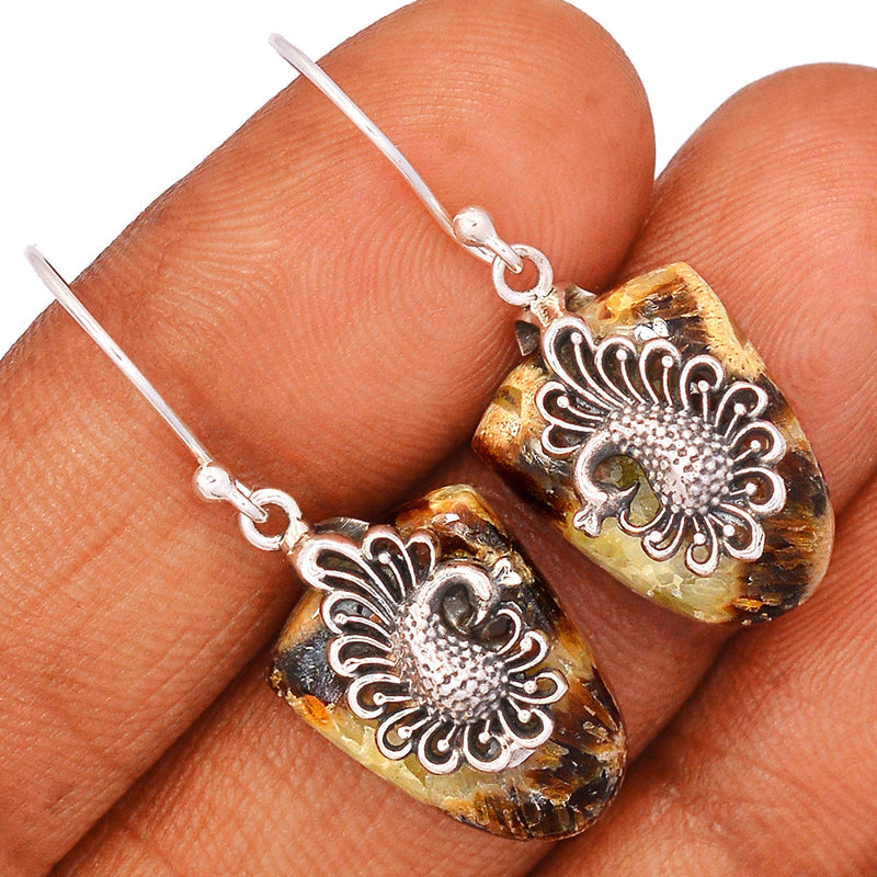 1.5" Peacock - Yellow Septarian Earrings - YSPE68