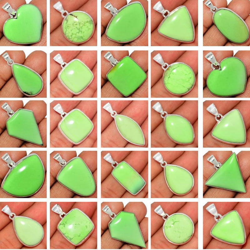 250 Grams Mix Lot - Citron Chrysoprase From Mint Chrysoprase Pendants - GLMCP1