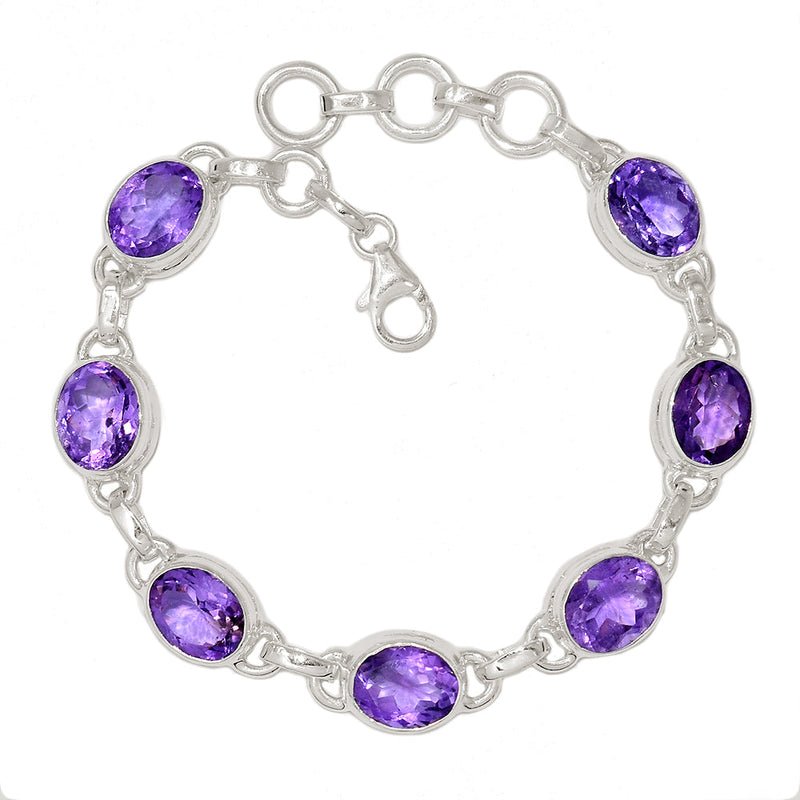 7.8" Amethyst Faceted Bracelets - AMFB264