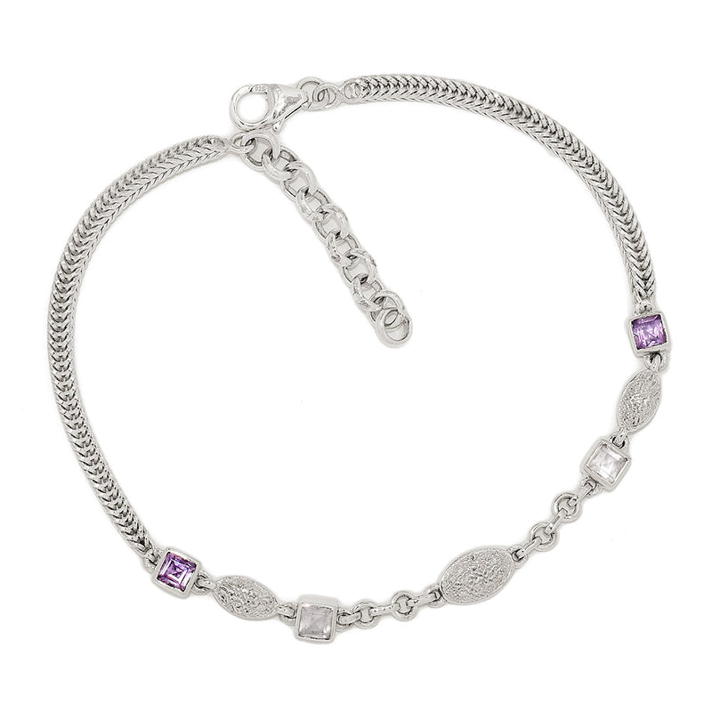 8.2" Amethyst Faceted & Moonstone Faceted Bracelets - AMFB287