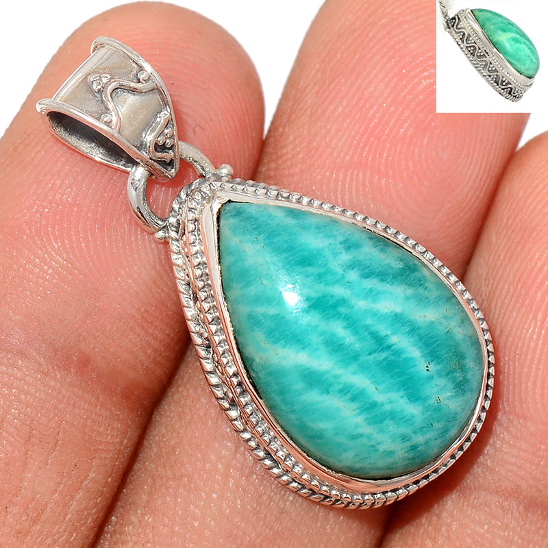 1.3" Fine Filigree - Amazonite Pendants - AMZP966