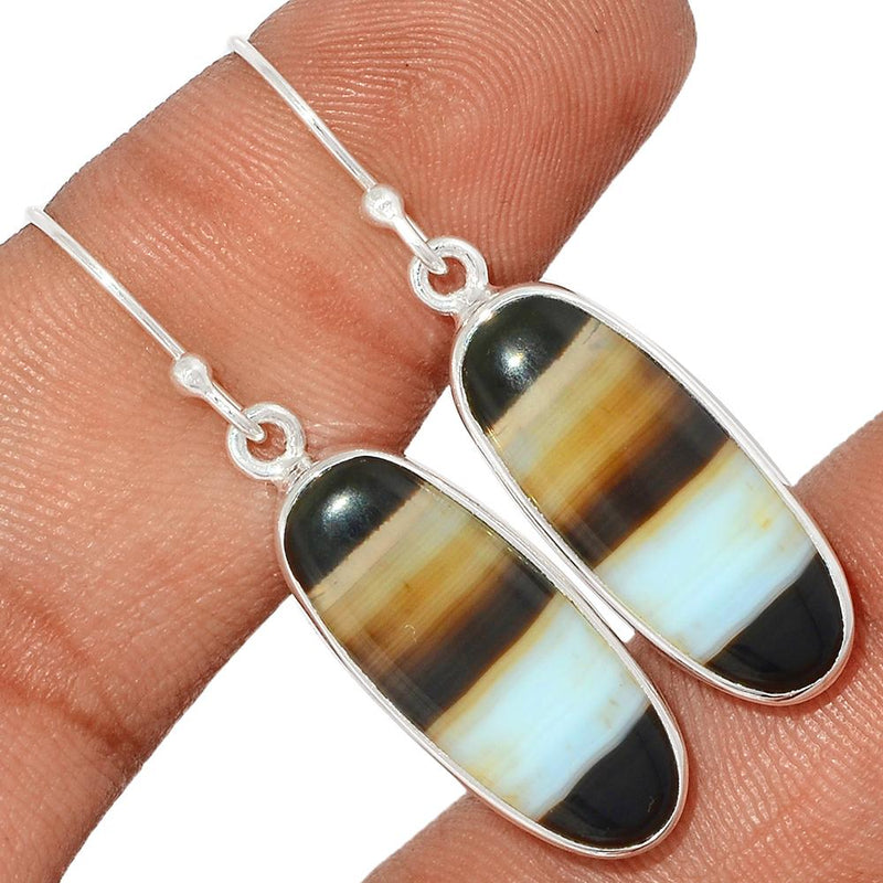 1.6" Black Banden Agate Earrings - BBAE417