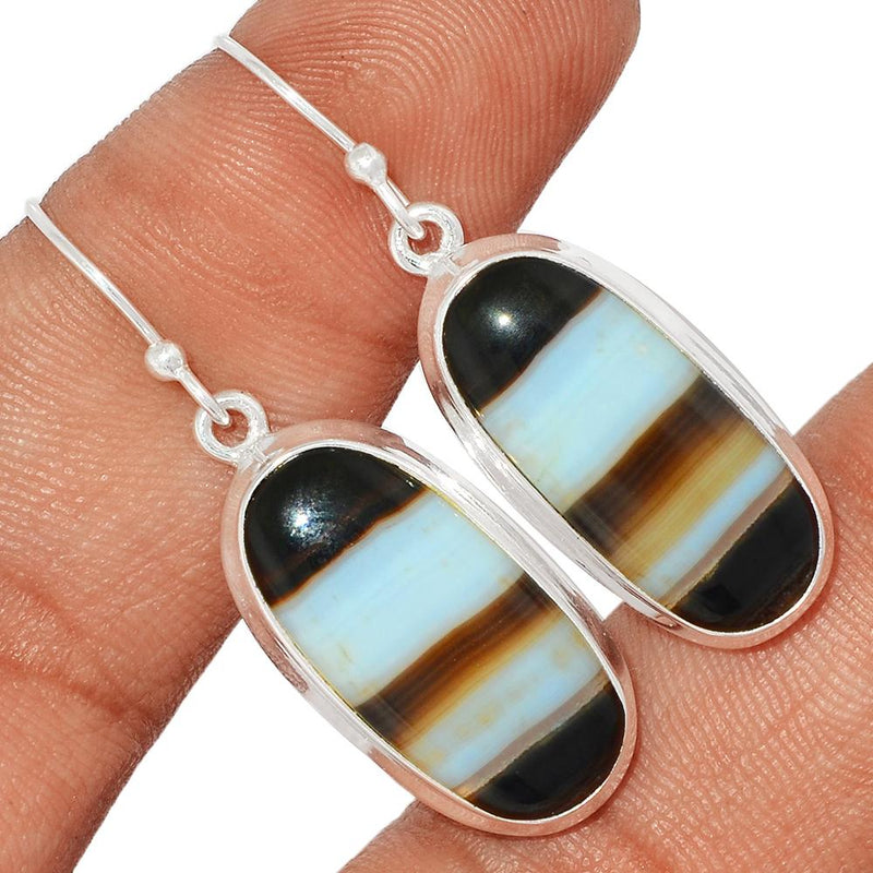 1.6" Black Banden Agate Earrings - BBAE433