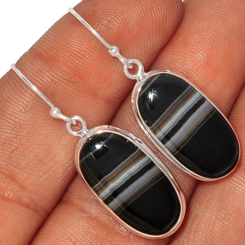 1.6" Black Banded Agate Earrings - BBAE560