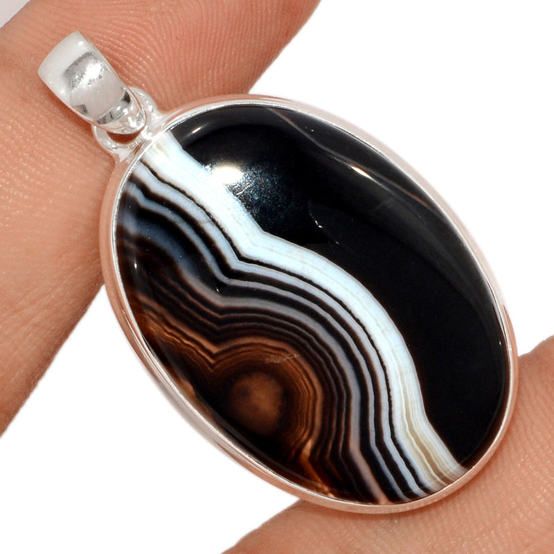 1.7" Black Banded Agate Pendants - BBAP1214