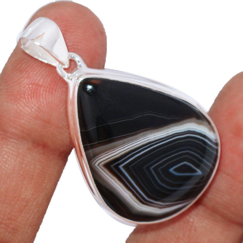 1.7" Black Banded Agate Pendants - BBAP1302