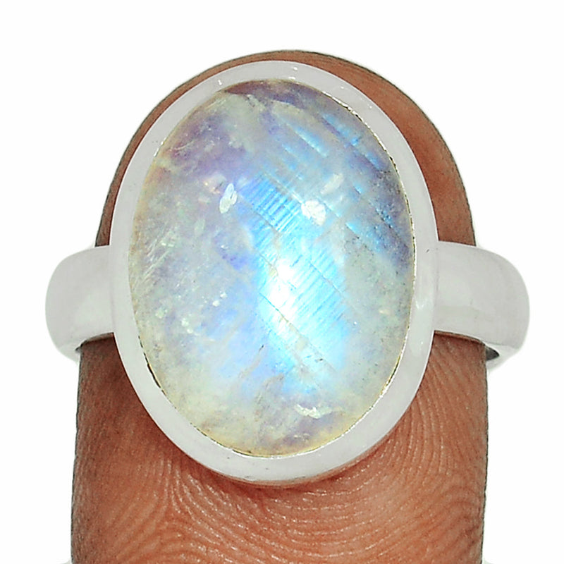 Blue Fire Rainbow Moonstone Ring - BFMR3997