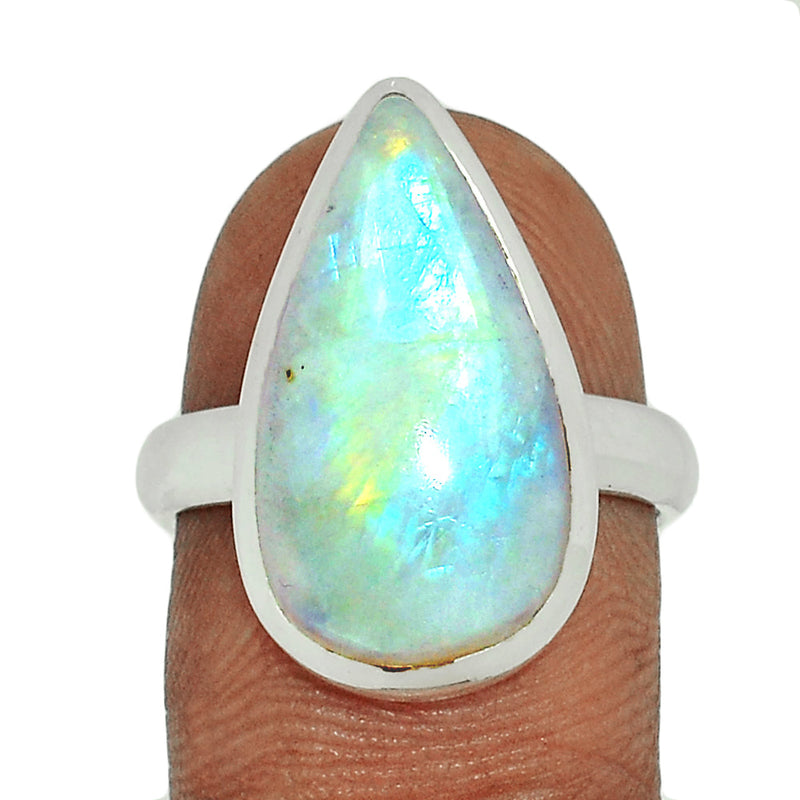 Blue Fire Rainbow Moonstone Ring - BFMR4004