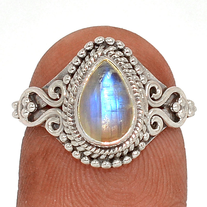 Small Filigree - Blue Fire Moonstone Ring - BFMR4076