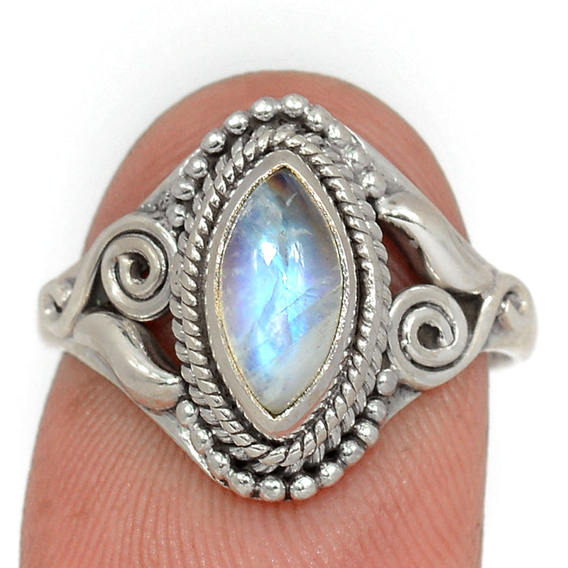 Small Filigree - Blue Fire Moonstone Ring - BFMR4133