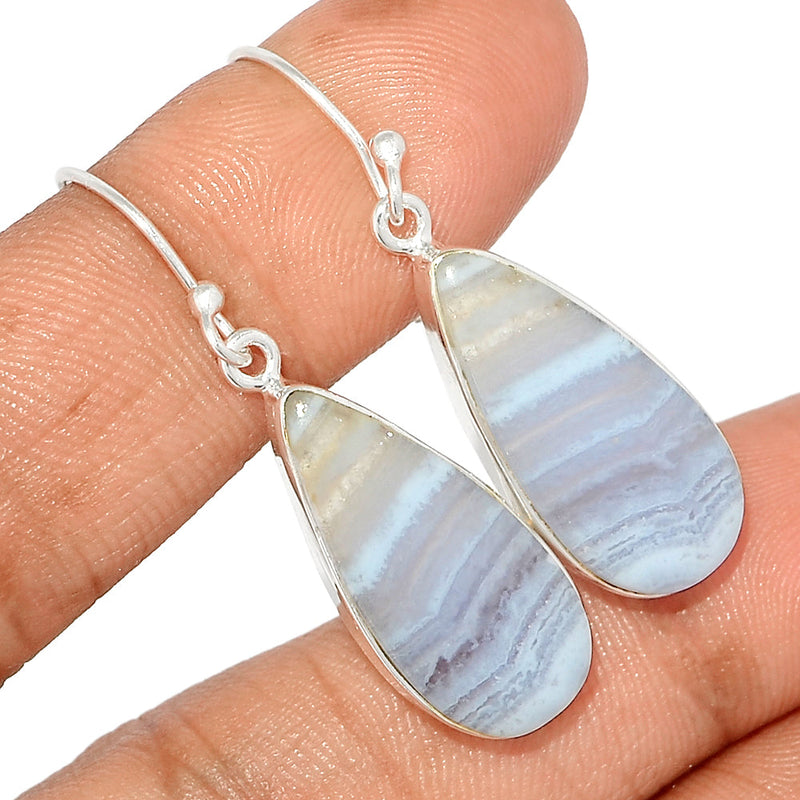 1.6" Blue Lace Agate Earrings - BLAE889