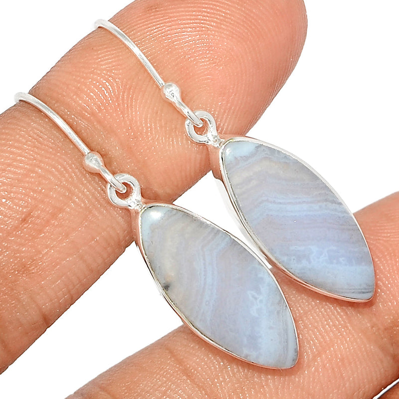 1.6" Blue Lace Agate Earrings - BLAE890