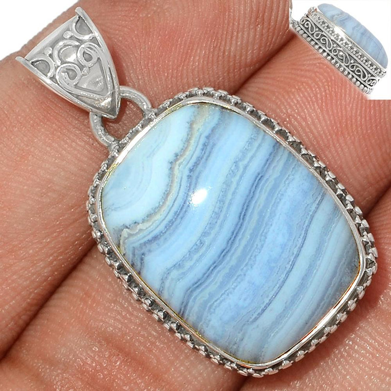 1.3" Fine Filigree - Blue Lace Agate Pendants - BLAP1586