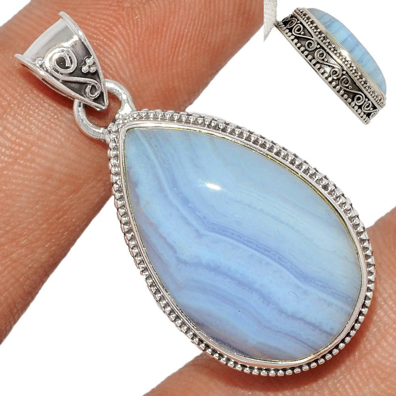 1.5" Fine Filigree - Blue Lace Agate Pendants - BLAP1606