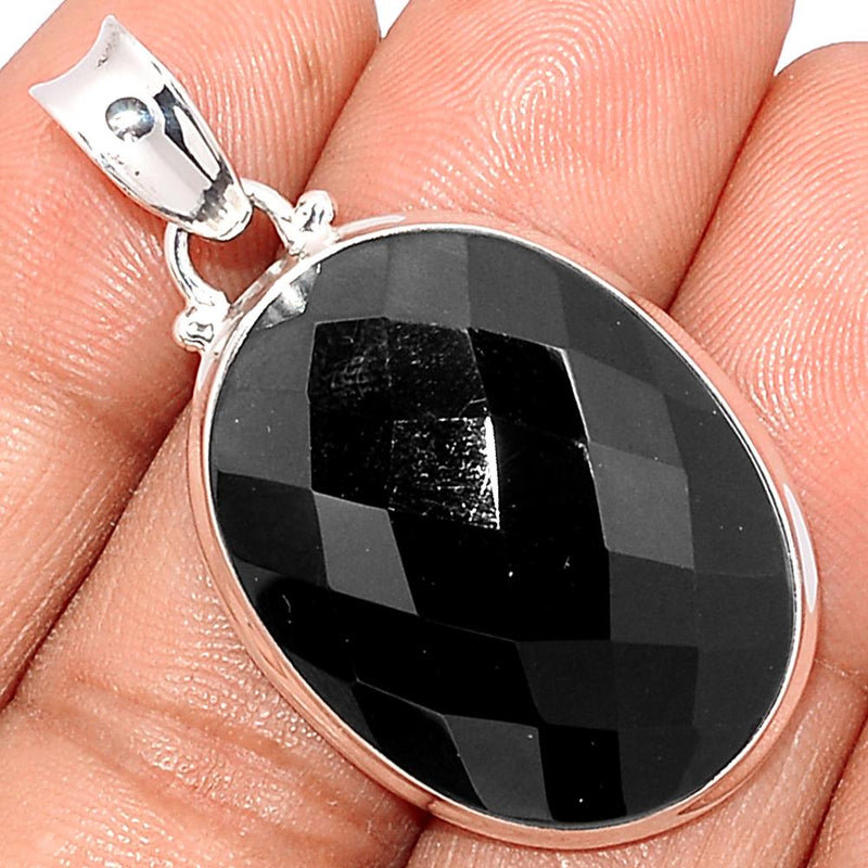 1.6" Faceted Black Onyx Pendants - BOFP1086