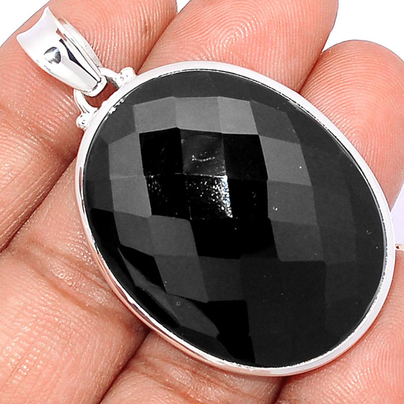 1.8" Faceted Black Onyx Pendants - BOFP1087